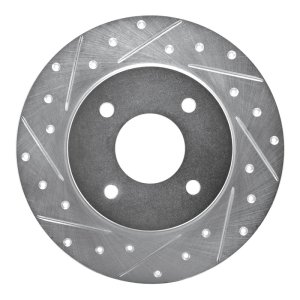 Nissan Sentra Brake Rotor (1) - Rear Left - R1 Concepts - Drilled & Slotted - Silver - `04-`06
